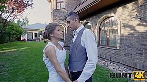 Nevěsta ve svatebních šatech žádá POV sex před řeknutím ano