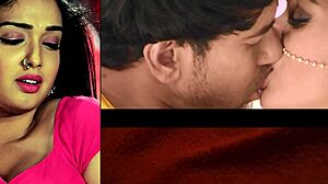 Amrapali Dubey sissende navel zoenen in hete zoenscène