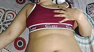 Step son massages then roughly fucks stepmom's tight pussy in bedroom