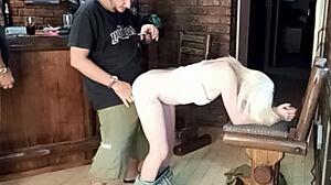 damn this skinny blonde tattooed babe with small waist gives the sloppiest blowjob ever