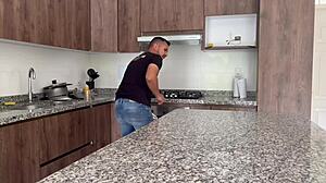 romantic dinner ends with milf fucked hard on kitchen counter part 1!