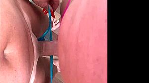 Stepmom's panties cfnm handjob milks huge cock taboo load asmr style