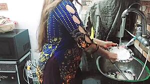 Village owner sneaks up and pounds indian maid alone in kitchen