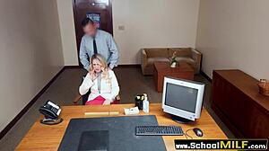 Stepmom bends over big tits for stepsons principal hard doggystyle fuck