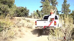 tiffany watson takes on toughlovex slut challenge riding monster cocks outdoors in public game