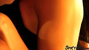 model takes double penetration in vintage scene
