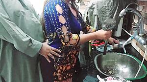 Village owner sneaks up and pounds indian maid alone in kitchen