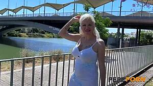 a spanish milf spots young guy by seville river then fucks him home hard