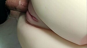 double penetration stretches fuck doll's big shaved pussy wide