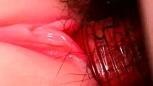 Close up on that bare cock sliding into her smooth shaved ass no protection needed