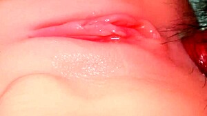 Close up on that bare cock sliding into her smooth shaved ass no protection needed