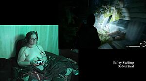 Damn naked brunette with big natural tits plays Alan Wake 2 part 19