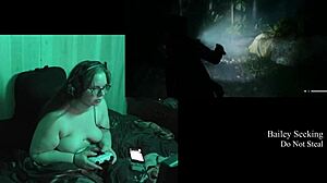 Damn naked brunette with big natural tits plays Alan Wake 2 part 19