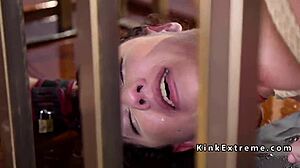 Caged Slave Endures Huge Cock Brutal Threesome Pound