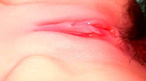 Close up on that bare cock sliding into her smooth shaved ass no protection needed