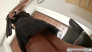 Blindfolded Pregnant Teen Casting Ends in Creampie Interview