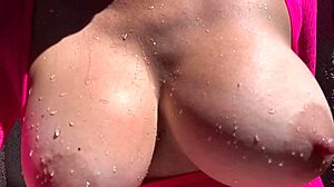 Italian Milf Artemisia's Massive Tits Soaked Wet Outdoor Nipple Tease!