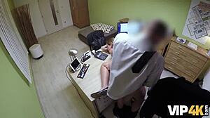 naive young babe bent over desk fucked hard for cash in loan office 💰😈