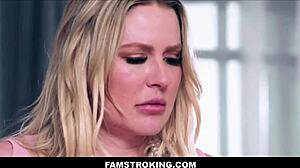 yo check this petite blonde teen with braces diving into milf action