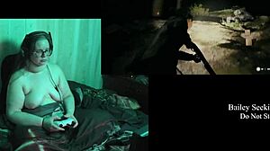 Damn naked brunette with big natural tits plays Alan Wake 2 part 19