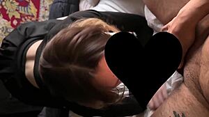 sweet girl caressed while deepthroating huge cock