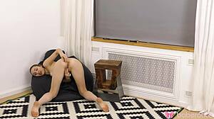 Wet Fuck Doll Macy Ssens Spreads Shaved Pussy Close-Up Masturbating Her Hairless Cunt with Natural Tits Bouncing in 4K