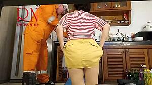 yo, that cheating housewife's plumber visit turns cuck hubby into kitchen spectator
