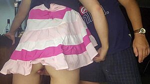 18yo skirt teen accidental pussy rub ends in hot cumshot