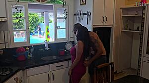 wife flashes pussy to hubby's friends while he cleans pool