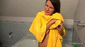 sexy camilla moon deepthroats cock in bathroom till massive facial cumshot 💦😈