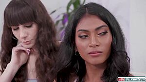 Stepdad Barebacks Asian Trans Stepdaughter's Ass With Shemale BFF In Taboo Threesome