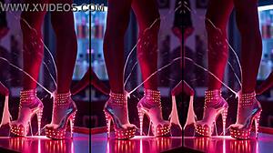 high heels rest on nightclub counter in ai-generated scene