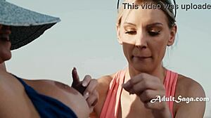 Straight Kenzie Taylor licks Desiree Dulce's wet pussy by the pool