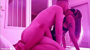 Yoga sex with athletic Thai hotwife bareback fucked while hubby jerks to videogames!