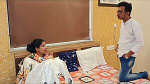 Indian bhabhi's juicy pussy gets pounded doggystyle by couple in hotel with dirty hindi audio