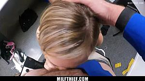 Mean Female Officer Calls Coworker to Garage-Doggy Punish Shoplifting Babe's Big Ass