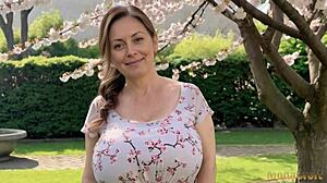 busty milf mona croft teases with her massive bra-stuffed tits