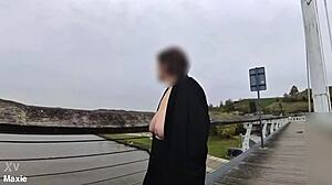 My Big Natural Saggy Boobs Flash Wild on Busy Bridge