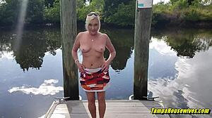 Blonde Milf Strips Nude Publicly Fucked To Creampie Orgasm