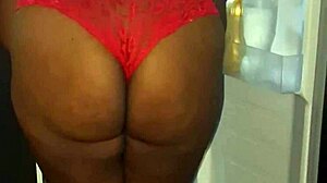 check out this curvy ebony bbw flashing her huge tits and cameltoe in the kitchen