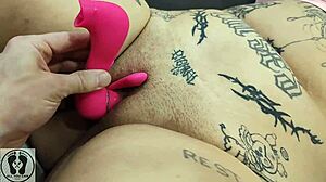 Deedee Love's pierced nipples throb as vibrator makes juicy pussy squirt wet cum