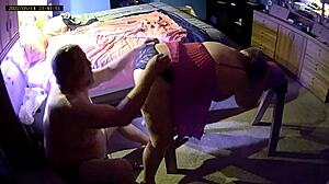 hey, watch this 60yo slutwife scream over sawhorse as dildo and cock make her cum for 30 seconds