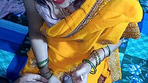 Newlywed Indian Bride's Tight Pussy Stretched by Huge Cock in Bedroom Hindi Dirty Talk Creampie!