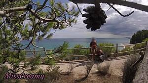 Dick Flash French Girl Beach Path Mouth Cum Caught