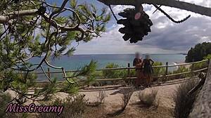 Dick Flash French Girl Beach Path Mouth Cum Caught