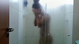 fucking and creampieing the brunette in shower turns crazy hot