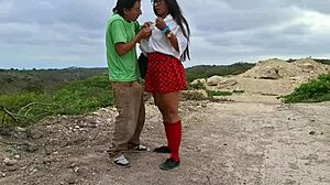 Perverted Old Peasant Spots Uniformed Latina Student in Countryside and Fucks Her Juicy Pussy Doggystyle
