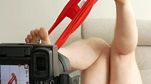 Red Panties Ripped Off During Steamy Posing Striptease!