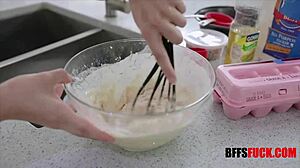 Three Hot Teen Girls Bake and Shake Big Asses Tits for Master in Kitchen