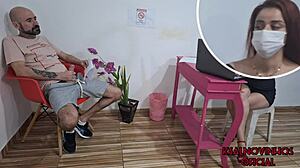 pulling out cock to masturbate in waiting room receptionist watches